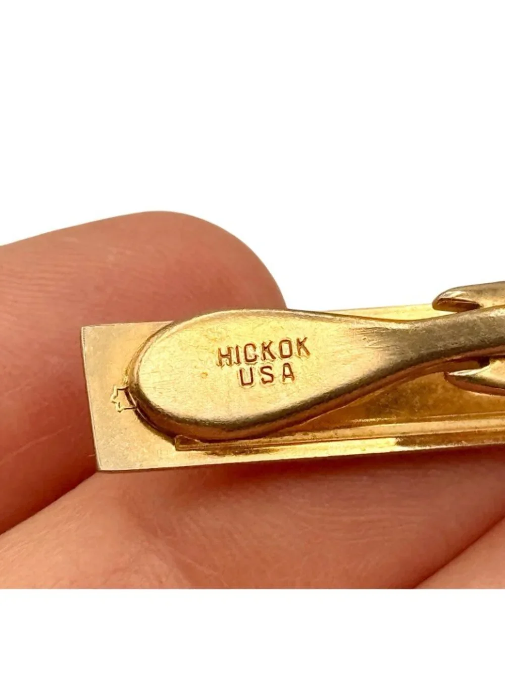 Vintage Monogram Initial F Cufflinks and Tie Clip Set Hickok USA Gold Tone